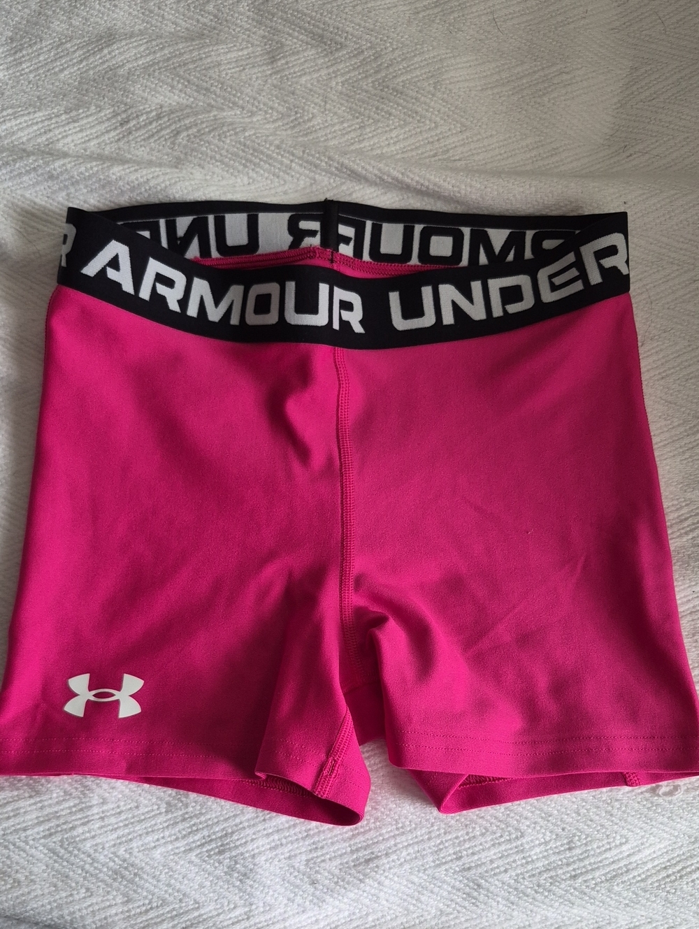 Under Armour Hot Pink Girls' Compression Shorts with Black Waistband